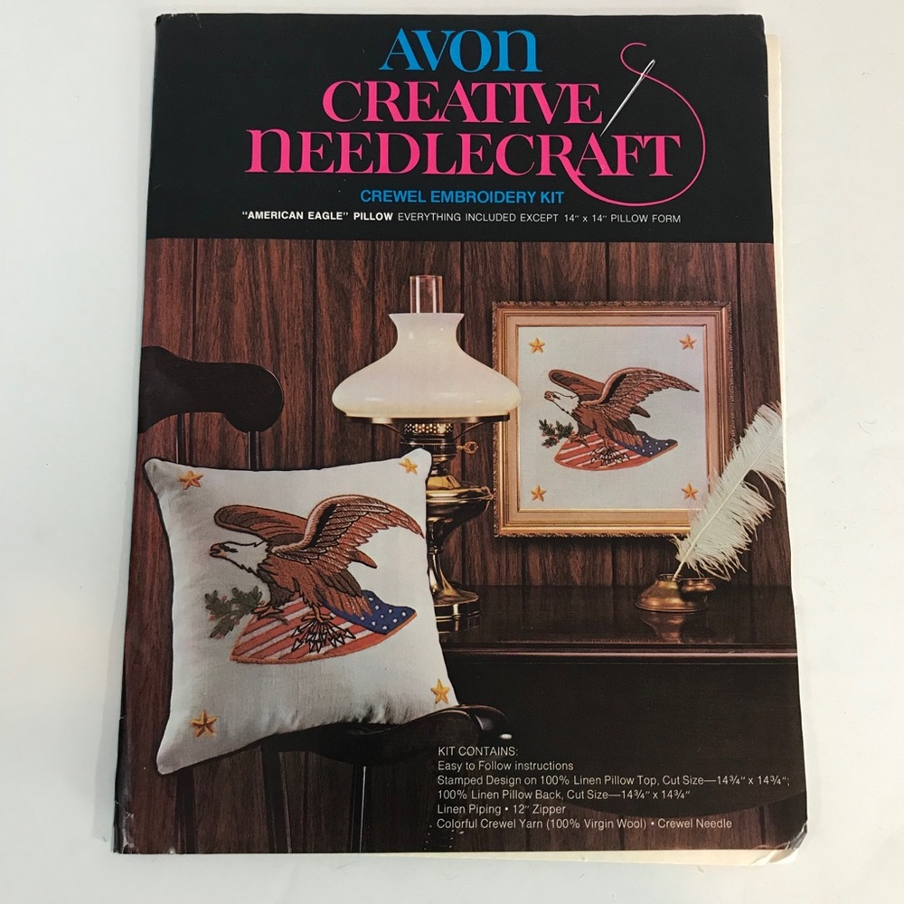 Avon American Eagle Crewel Pillow Kit Vintage NOS